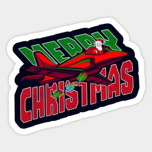 this year 2023 Santa comes in fighter jett Merry Christmas Sticker